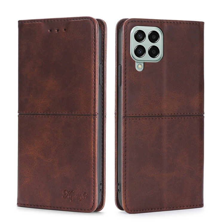 

For Samsung Galaxy M33 5G Cow Texture Magnetic Horizontal Flip Leather Phone Case(Dark Brown)