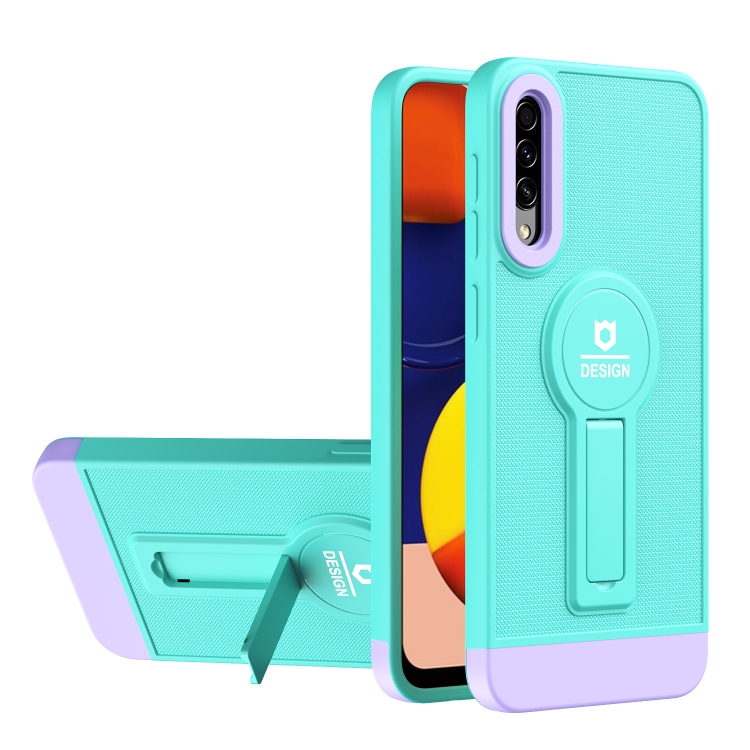

For Samsung Galaxy A50 / A30s / A50s Small Tail Holder TPU+PC Phone Case(Light Green+Purple)