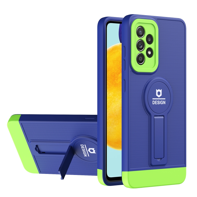 

For Samsung Galaxy A73 5G Small Tail Holder TPU+PC Phone Case(Blue+Green)