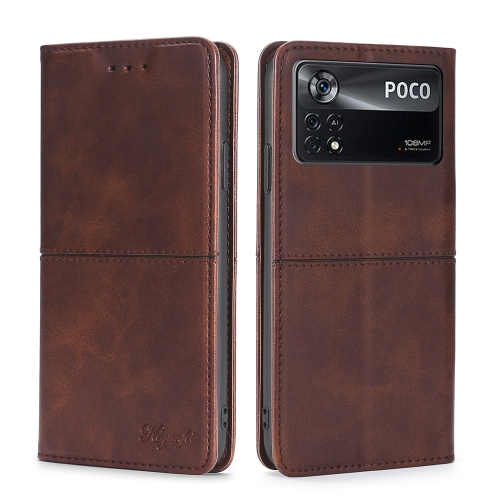 

For Xiaomi Poco X4 Pro 5G Cow Texture Magnetic Horizontal Flip Leather Phone Case(Dark Brown)