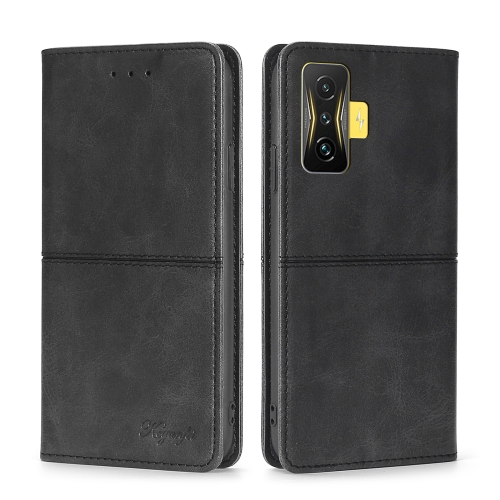 

For Xiaomi Redmi K50 Gaming/Poco F4 GT Cow Texture Magnetic Horizontal Flip Leather Phone Case(Black)