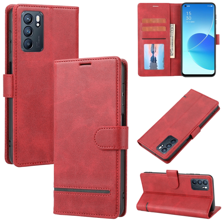 

For OPPO Reno6 5G Classic Wallet Flip Leather Phone Case(Red)