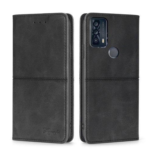 

For TCL 20B/6159K Cow Texture Magnetic Horizontal Flip Leather Phone Case(Black)
