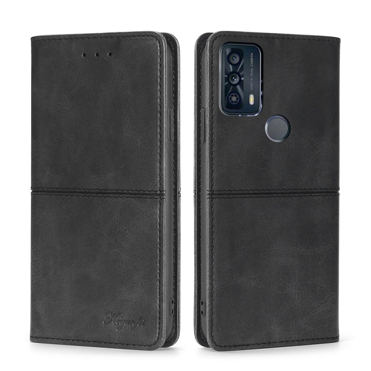 

For TCL 20B/6159K Cow Texture Magnetic Horizontal Flip Leather Phone Case(Black)