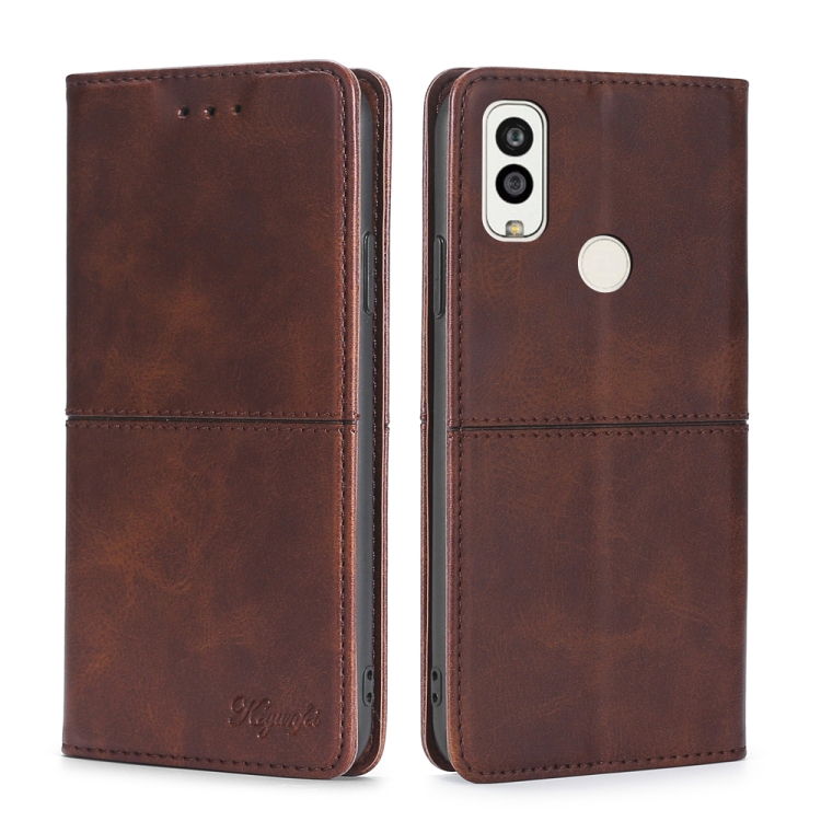 

For Kyocera Android One S9 Cow Texture Magnetic Horizontal Flip Leather Phone Case(Dark Brown)