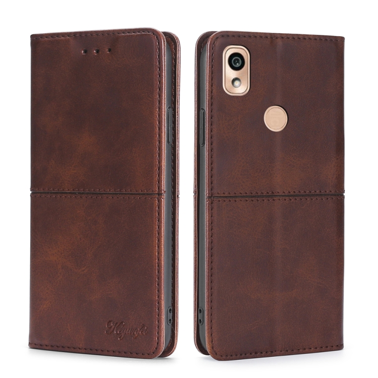 

For Kyocera KY-51B Cow Texture Magnetic Horizontal Flip Leather Phone Case(Dark Brown)