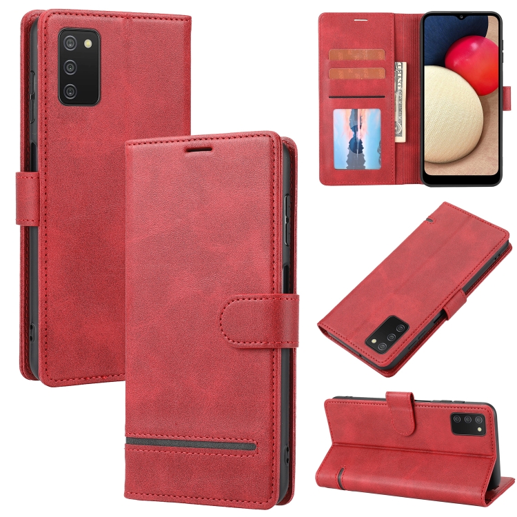

For Samsung Galaxy A02s Classic Wallet Flip Leather Phone Case(Red)