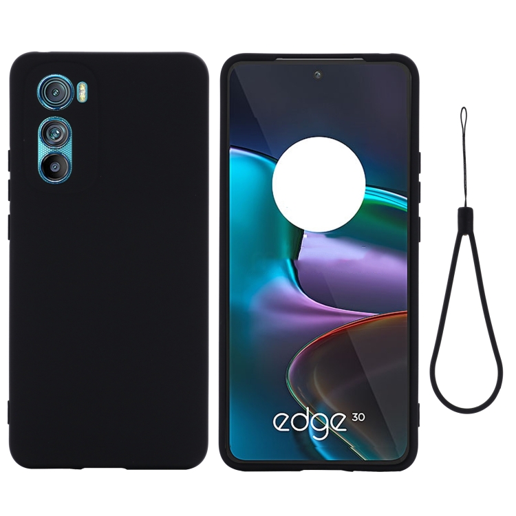 

For Motorola Edge 30 Pure Color Liquid Silicone Shockproof Phone Case(Black)