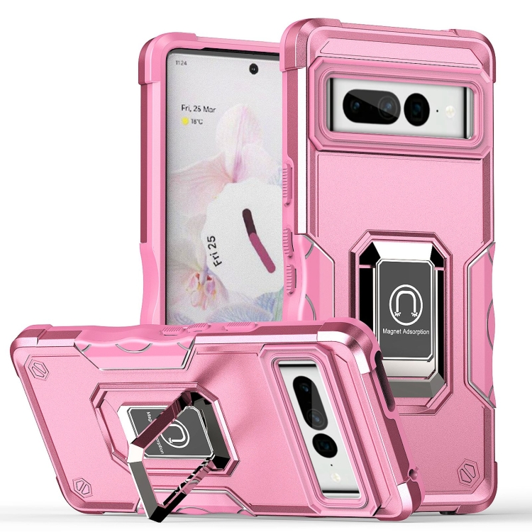 

For Google Pixel 7 Pro 5G Ring Holder Non-slip Armor Phone Case(Pink)
