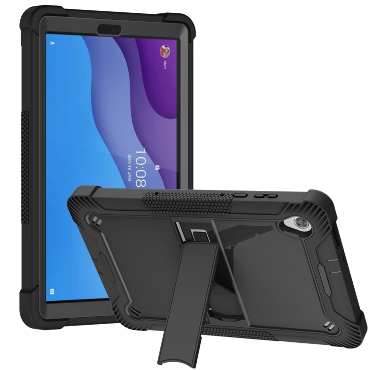 

For Lenovo Tab M10 HD Silicone + PC Holder Shockproof Tablet Case(Black)