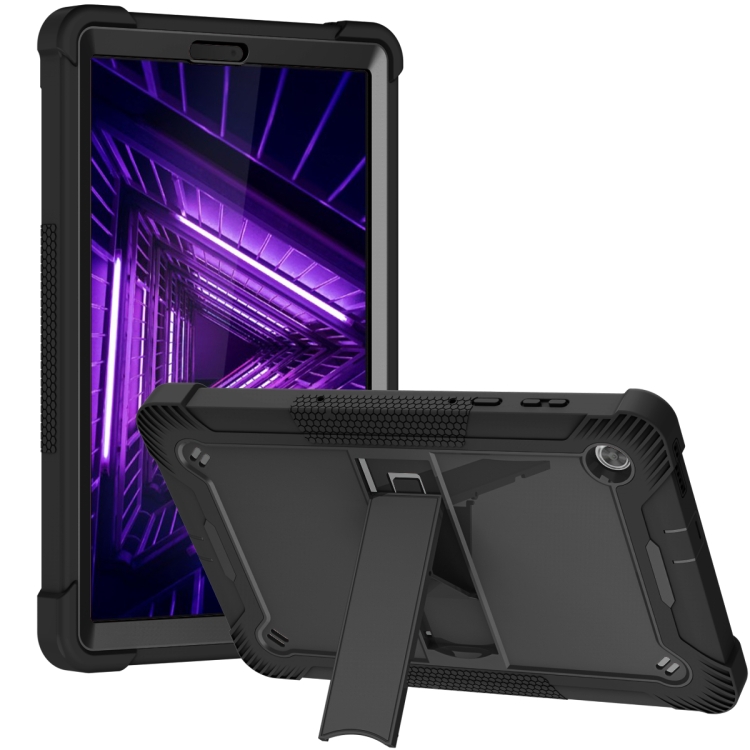 

For Lenovo Tab M10 Plus Silicone + PC Holder Shockproof Tablet Case(Black)