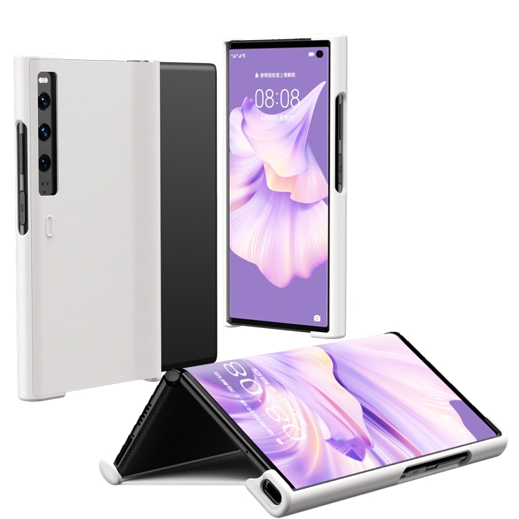

For Huawei Mate Xs 2 Leather Shockproof Phone Case With Holder(White)