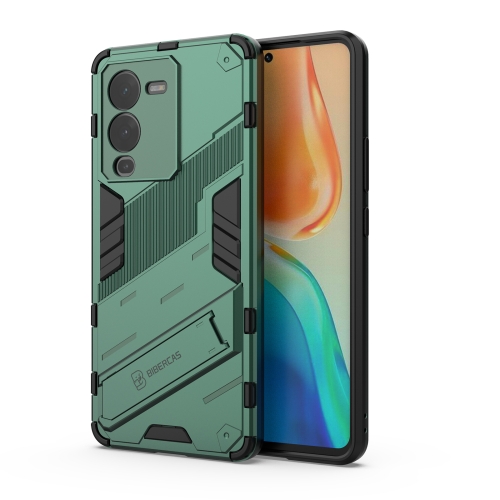 

For vivo S15 Punk Armor PC + TPU Phone Case with Holder(Green)