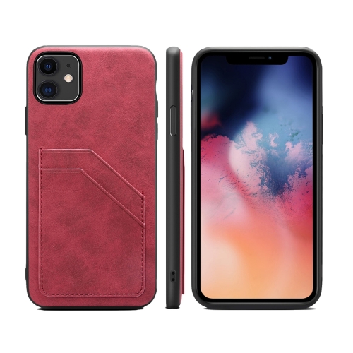 

Card Slots Full Coverage PU+TPU Phone Case For iPhone 11(Red)