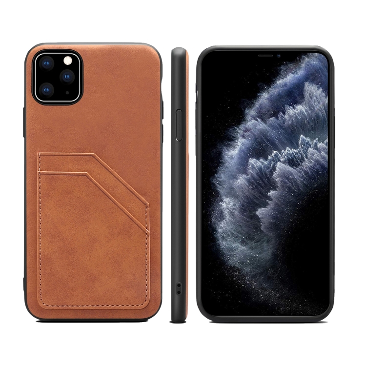 

Card Slots Full Coverage PU+TPU Phone Case For iPhone 11 Pro(Brown)