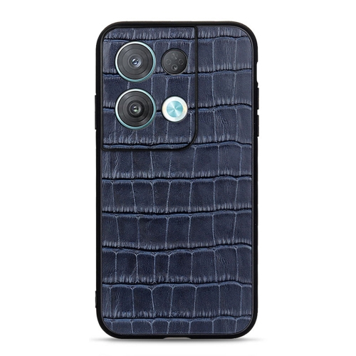 

For OPPO Reno8 Pro+ Crocodile Texture Genuine Leather Phone Case(Blue)