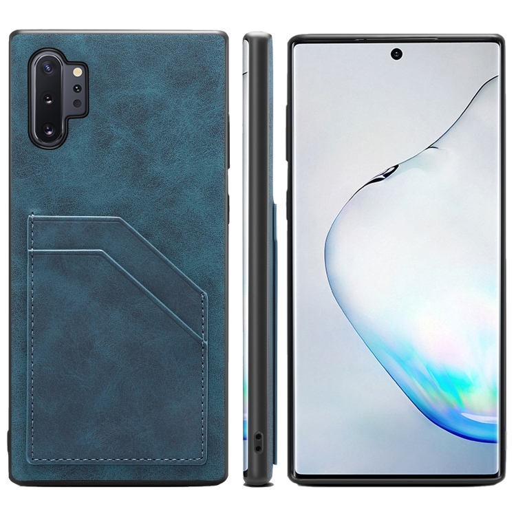 

For Samsung Galaxy Note10+ Card Slots Full Coverage PU+TPU Phone Case(Blue)