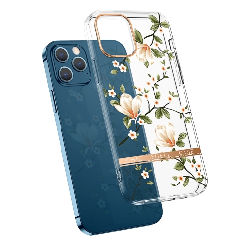 

For iPhone 14 Pro Translucent Electroplating Flower Phone Case (Magnolia)