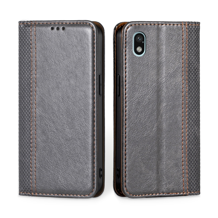 

For Sony Xperia Ace III Grid Texture Magnetic Flip Leather Phone Case(Grey)