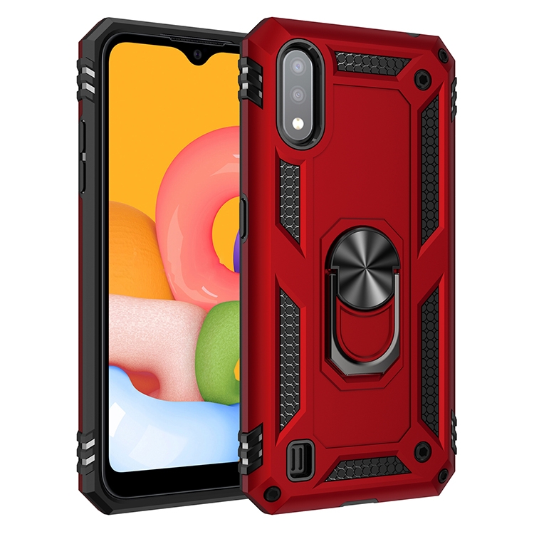 

For Galaxy A01 EU Version Shockproof TPU + PC Protective Case with 360 Degree Rotating Holder(Red)
