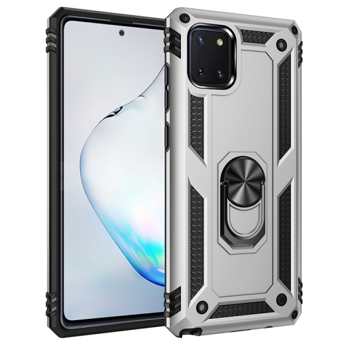 

For Galaxy A81 / Note 10 Lite Shockproof TPU + PC Protective Case with 360 Degree Rotating Holder(Silver)
