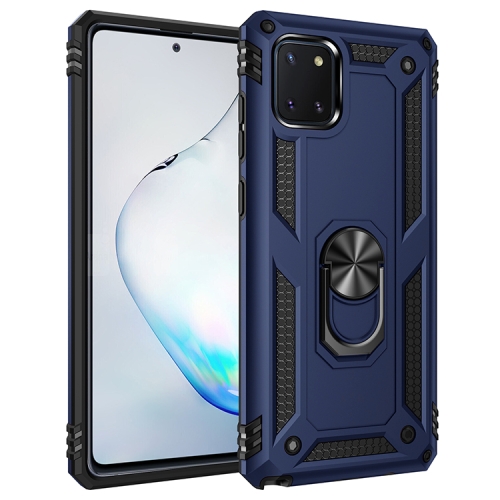 

For Galaxy A81 / Note 10 Lite Shockproof TPU + PC Protective Case with 360 Degree Rotating Holder(Blue)