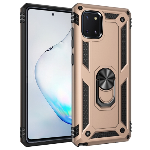 

For Galaxy A81 / Note 10 Lite Shockproof TPU + PC Protective Case with 360 Degree Rotating Holder(Gold)