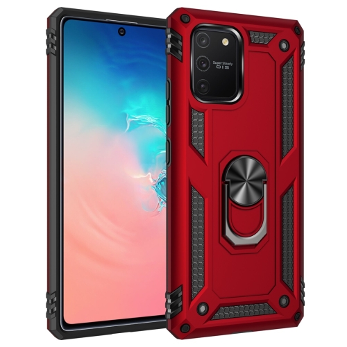 

For Galaxy A91 / S10 Lite Shockproof TPU + PC Protective Case with 360 Degree Rotating Holder(Red)