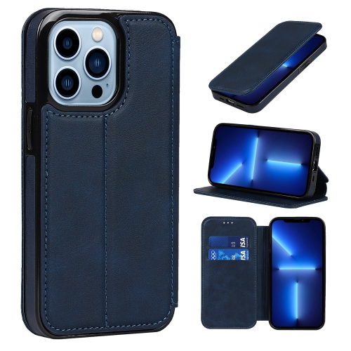 

For iPhone 13 mini Card Slots Flip Leather Phone Case (Blue)