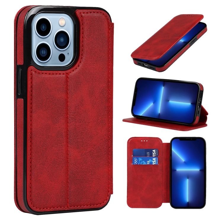 

For iPhone 13 Card Slots Flip Leather Phone Case(Red)