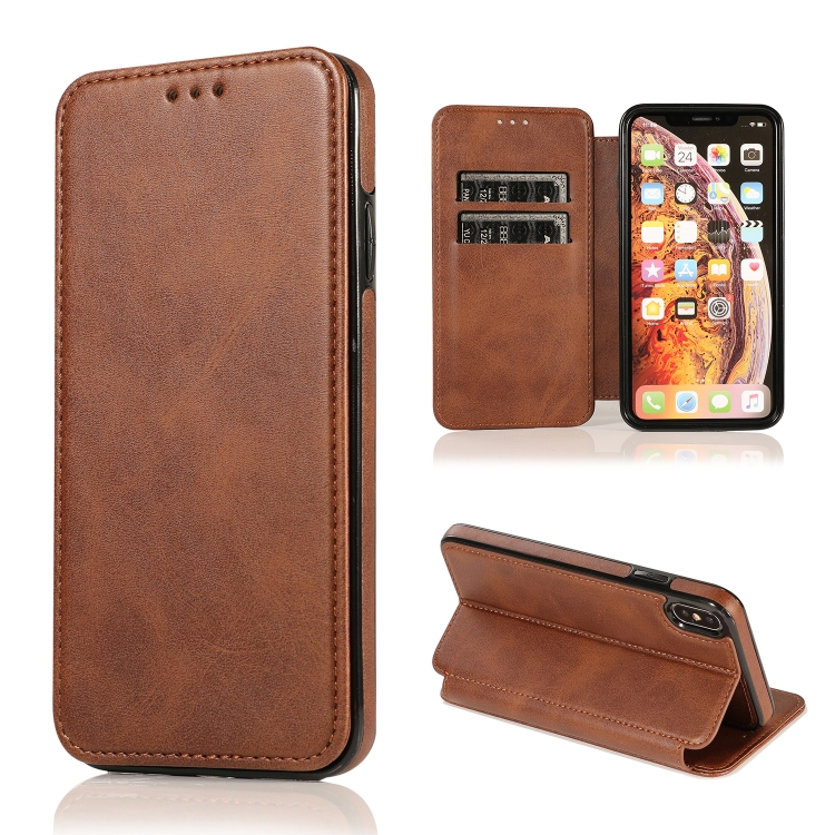 

Card Slots Flip Leather Phone Case For iPhone X / XS(Brown)