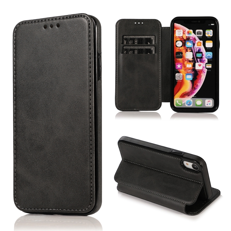 

For iPhone XR Card Slots Flip Leather Phone Case(Black)