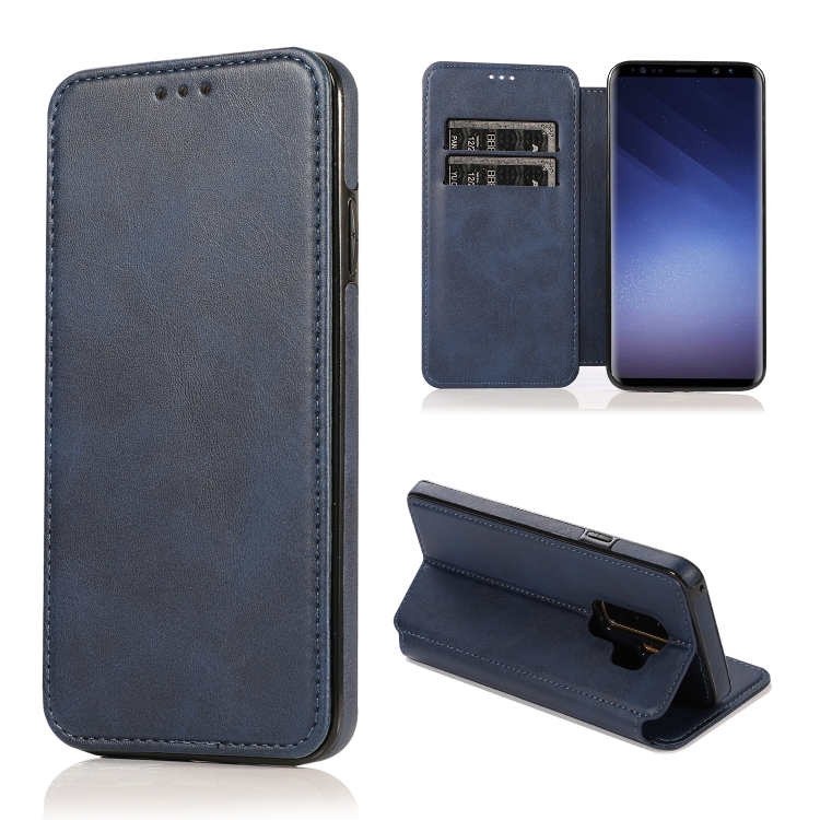 

For Samsung Galaxy S9+ Card Slots Flip Leather Phone Case(Blue)