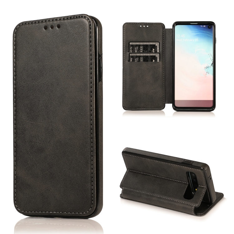 

For Samsung Galaxy S10+ Card Slots Flip Leather Phone Case(Black)