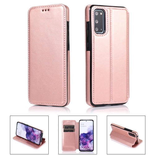 

For Samsung Galaxy S20 5G Card Slots Flip Leather Phone Case(Rose Gold)