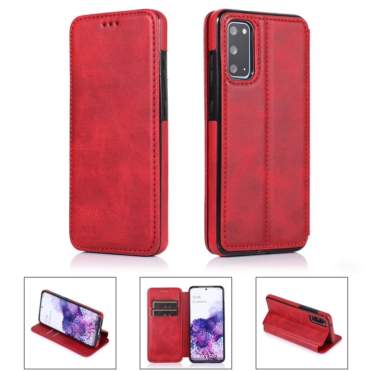 

For Samsung Galaxy S20+ 5G Card Slots Flip Leather Phone Case(Red)