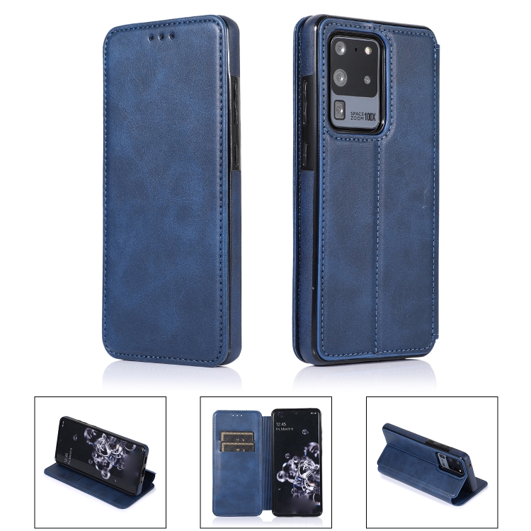 

For Samsung Galaxy S20 Ultra 5G Card Slots Flip Leather Phone Case(Blue)