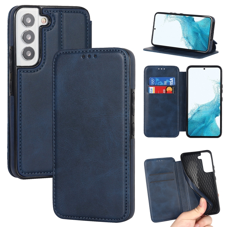 

For Samsung Galaxy S22 5G Card Slots Flip Leather Phone Case(Blue)