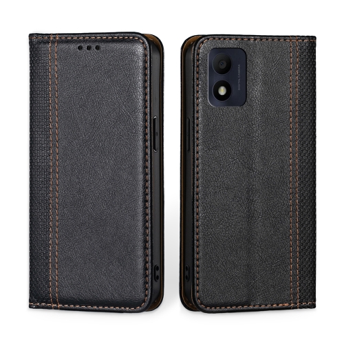 

For Alcatel 1B 2022 Grid Texture Magnetic Flip Leather Phone Case(Black)