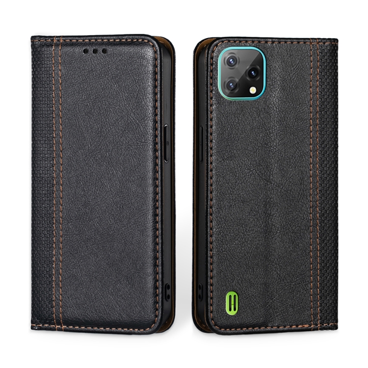 

For Blackview A55 Grid Texture Magnetic Flip Leather Phone Case(Black)