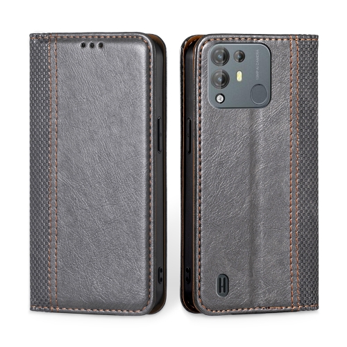 

For Blackview A55 Pro Grid Texture Magnetic Flip Leather Phone Case(Grey)