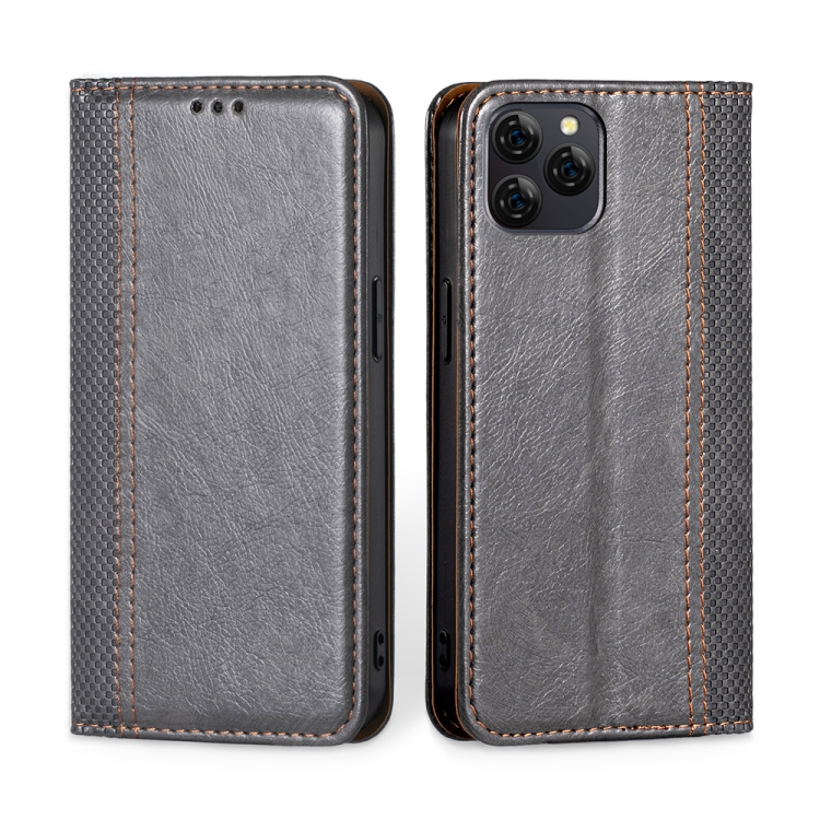 

For Blackview A95 Grid Texture Magnetic Flip Leather Phone Case(Grey)