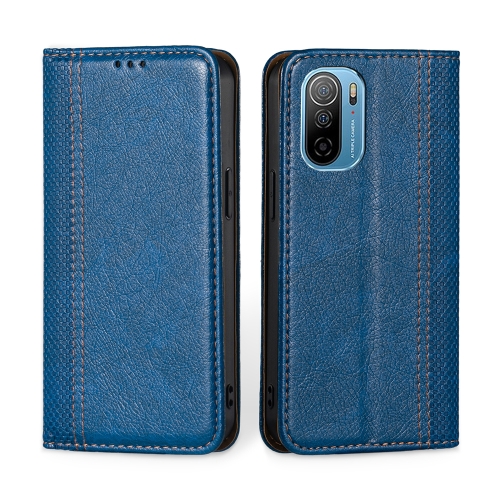 

For Ulefone Note 13P Grid Texture Magnetic Flip Leather Phone Case(Blue)