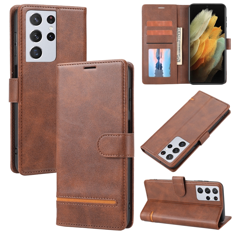 

For Samsung Galaxy S21 Ultra 5G Classic Wallet Flip Leather Phone Case(Brown)