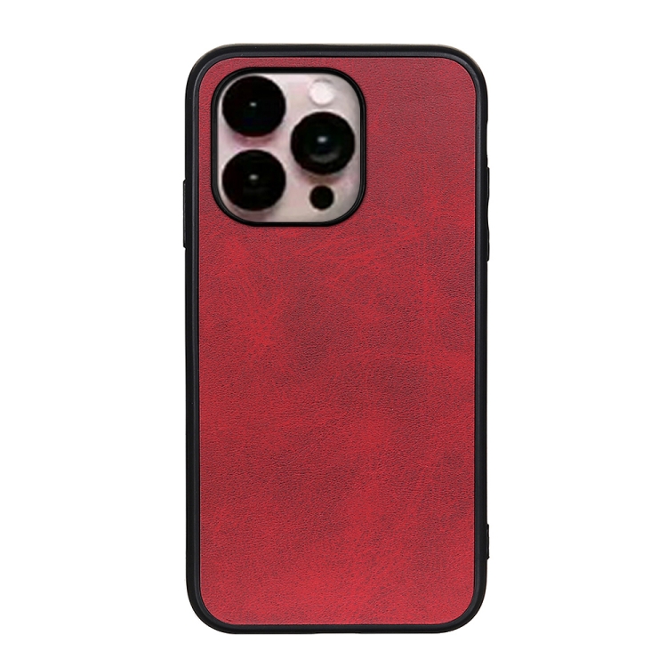 

For iPhone 14 Pro Max Accurate Hole Two-color Calf Texture Shockproof Phone Case (Red)