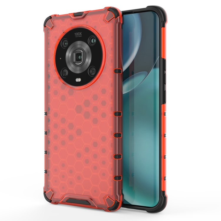 

For Honor Magic4 Pro Shockproof Honeycomb PC + TPU Phone Case(Red)