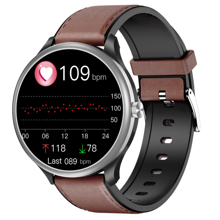 

M3 1.28 inch TFT Color Screen Smart Watch, Support Bluetooth Calling/Heart Rate Monitoring, Style: Leather Strap(Brown Silver Black)