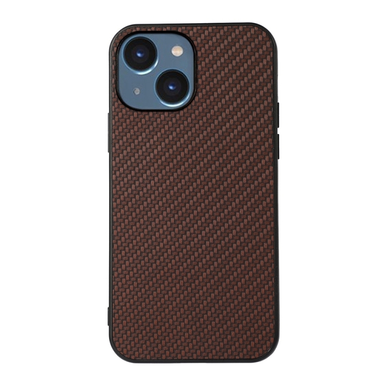 

For iPhone 14 Max Carbon Fiber Texture Phone Case (Brown)
