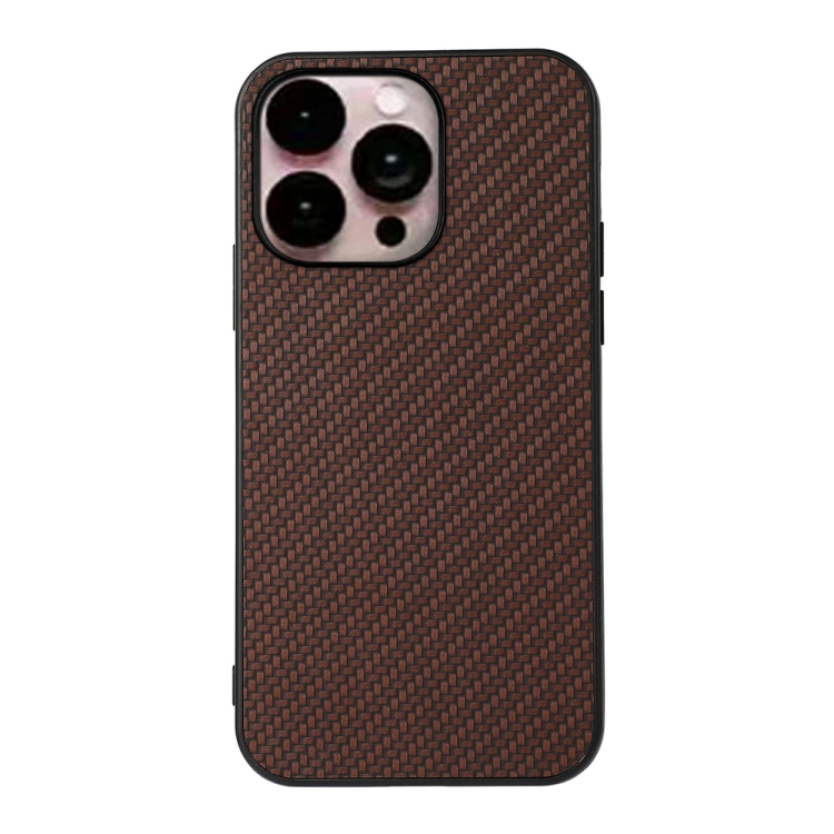 

For iPhone 14 Pro Max Carbon Fiber Texture Phone Case (Brown)