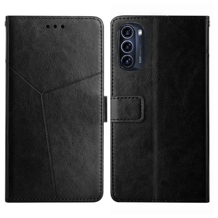 

For Motorola Moto G52J 5G Y Stitching Horizontal Flip Leather Phone Case(Black)